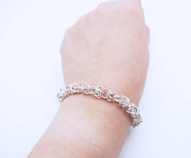 80’s Italy Silver knot bracelet Byzantine knot sterling silver bracelet - Shop Shiny Day