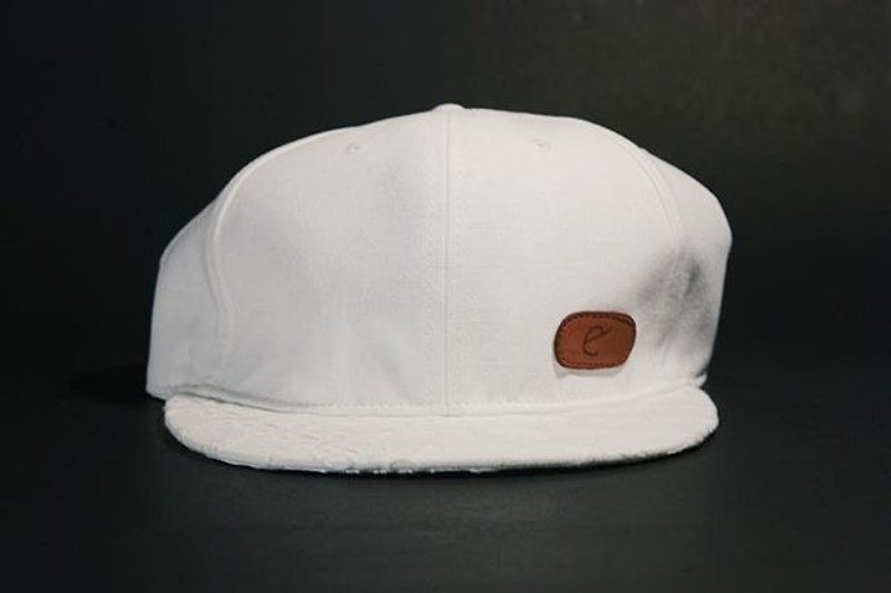 white flower 6panel cap - Hats & Caps - Cotton & Hemp White