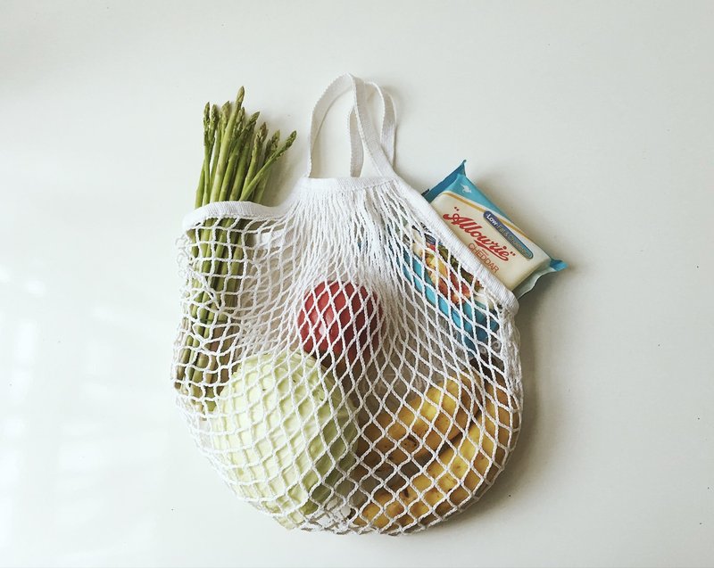 Net Bag French Filet Bag Market Bag Zakka Shopping Bag Gift - 手提包/手提袋 - 棉．麻 白色
