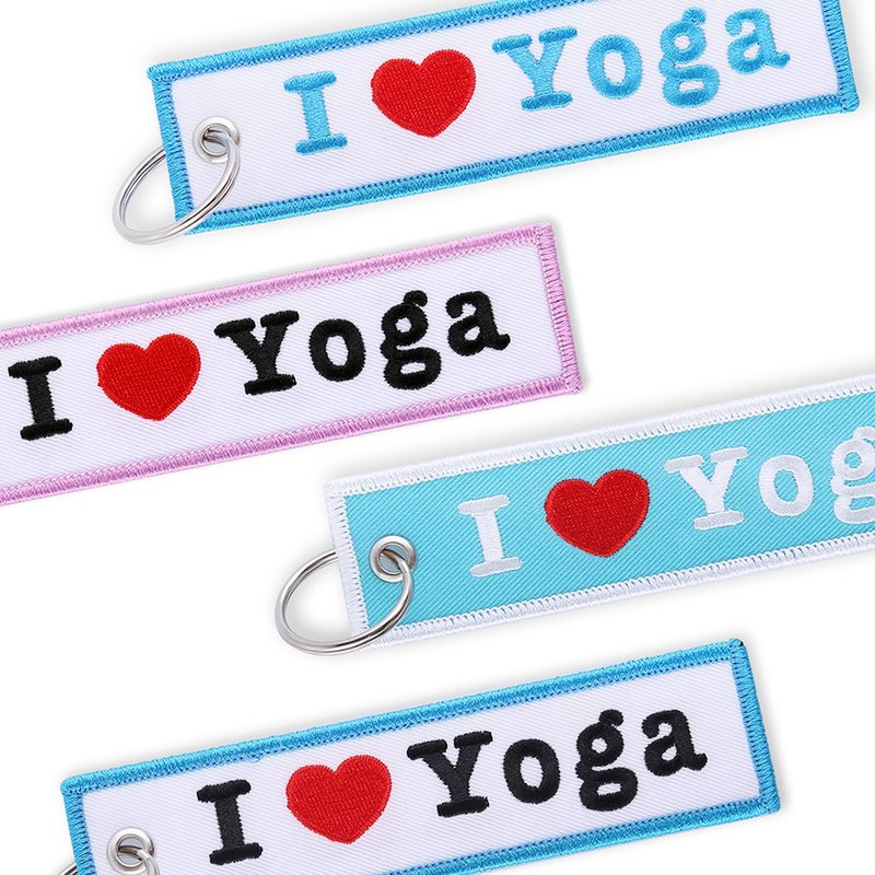 【刺繡鑰匙圈】我愛瑜珈 I YOGA (四款) - 鑰匙圈/鑰匙包 - 繡線 