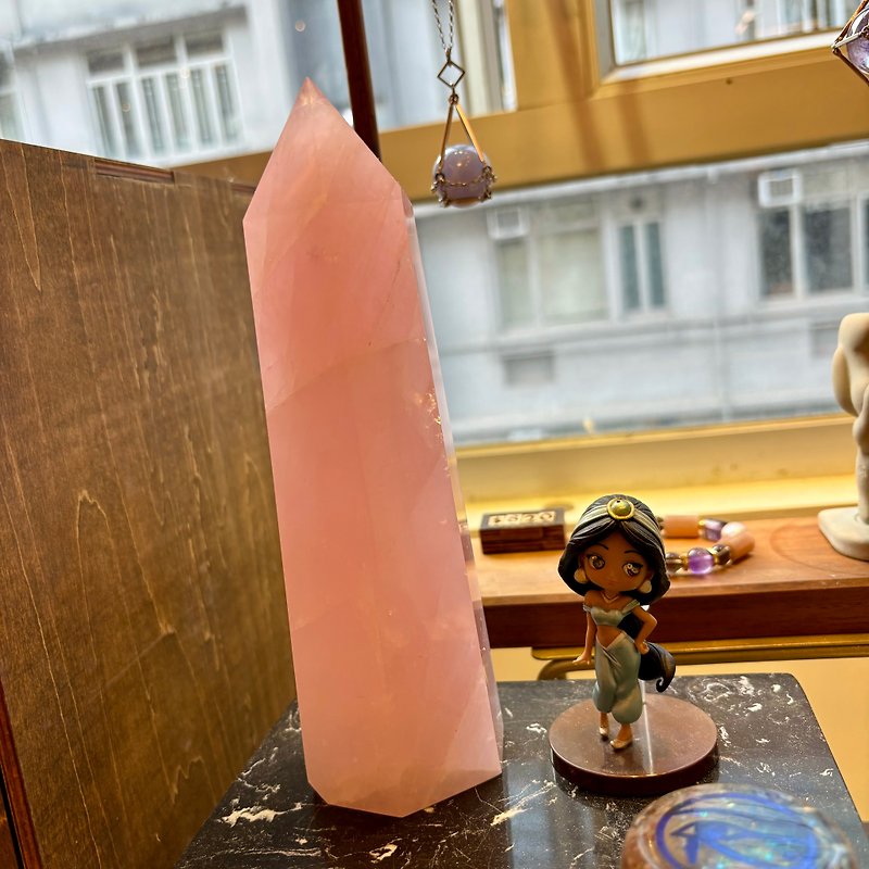 20cm Pink Quartz Pillar Happy Joy Relationship Healing Home Furnishing Decoration Physical and Mental Health - Items for Display - Crystal Pink