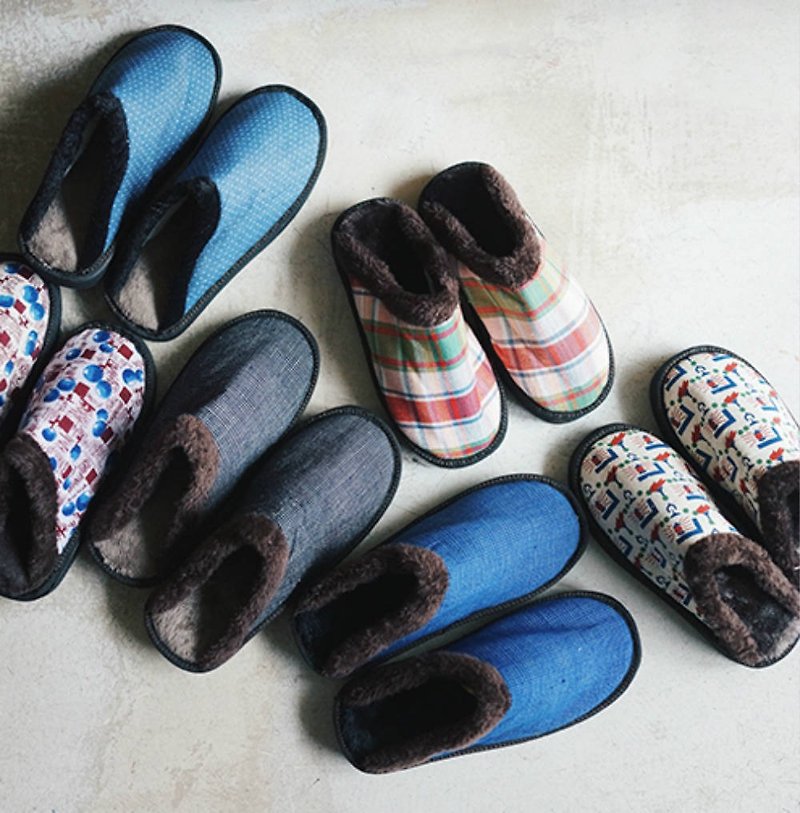 38-39 yards women's indoor slippers retro couple models winter hand-woven cloth warm non-slip floor thick bottom drag - รองเท้าแตะในบ้าน - ผ้าฝ้าย/ผ้าลินิน หลากหลายสี