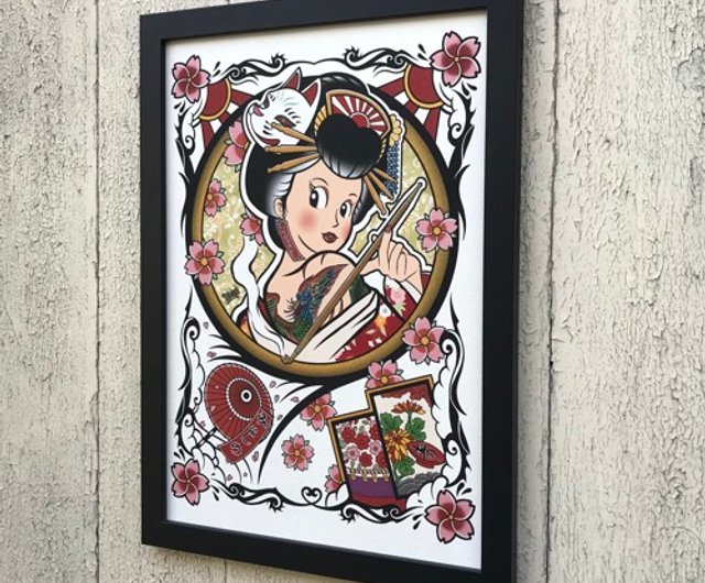 I.handaイニシャル入り絵画 額入り I.handaイニシャル入り絵画