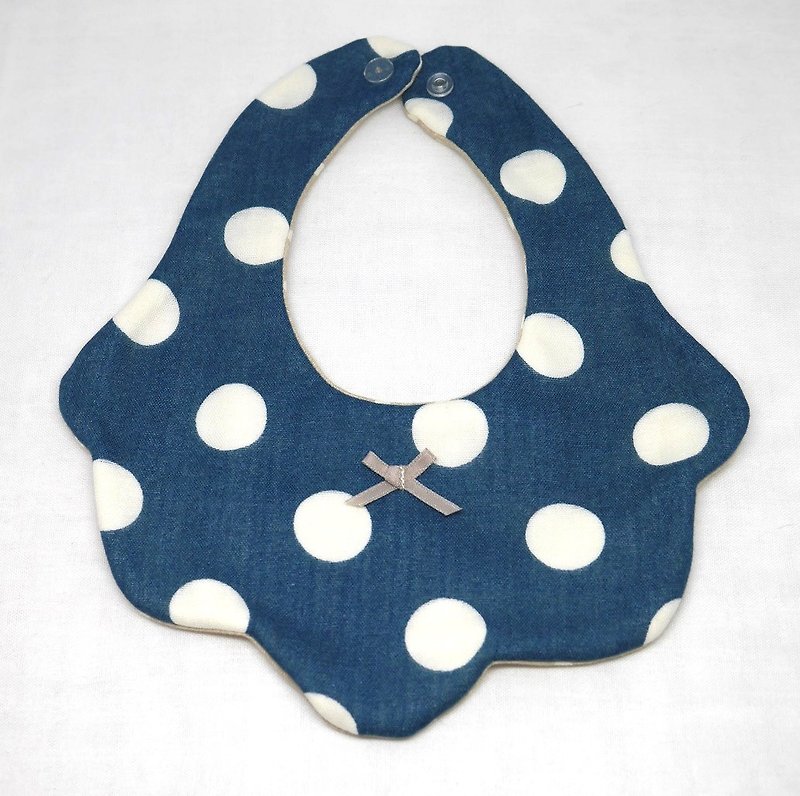 Japanese Handmade 8-layer-gauze Baby Bib - ผ้ากันเปื้อน - ผ้าฝ้าย/ผ้าลินิน สีน้ำเงิน