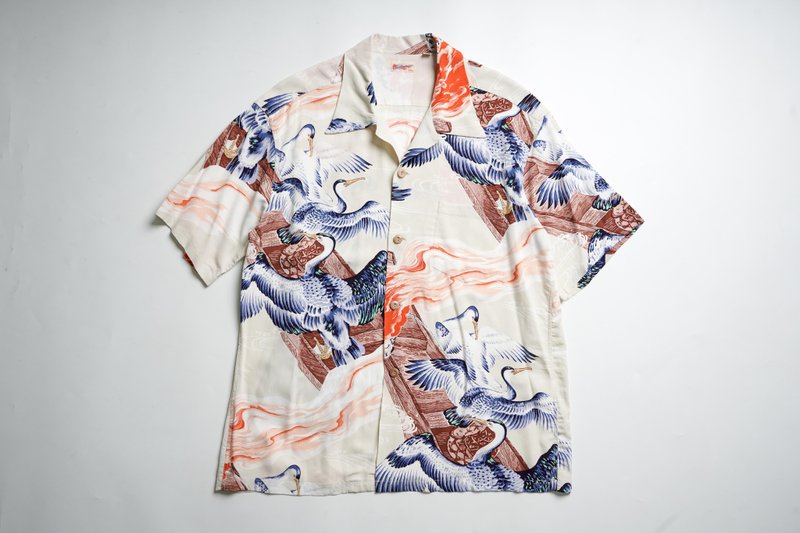 古著 sun surf RAYON 鸕鶿捕魚 size:XL 夏威夷衫 vintage - 男襯衫/休閒襯衫 - 其他人造纖維 多色