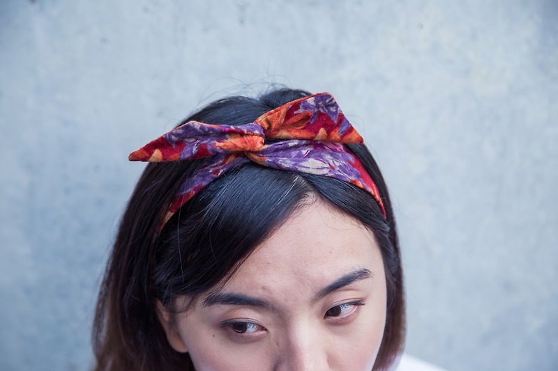 Monet Garden / Orange Purple / Soft Wire Iron Wire Headband Headband - Headbands - Cotton & Hemp 