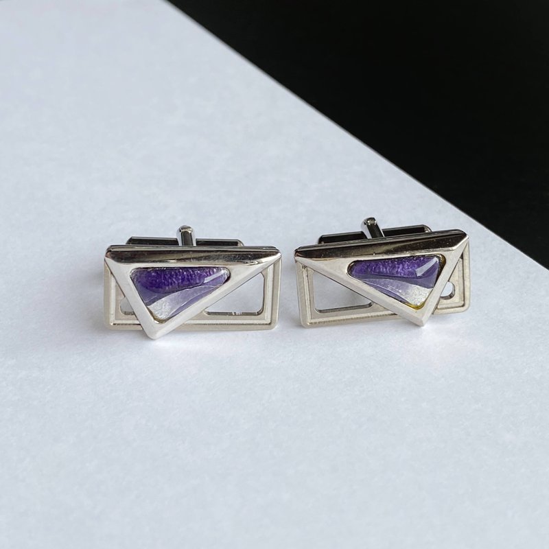 スペース 【アメジスト Amethyst】七宝焼のカフスボタン カフリンクス  純銀胎有線七宝 - 袖扣 - 其他材質 紫色