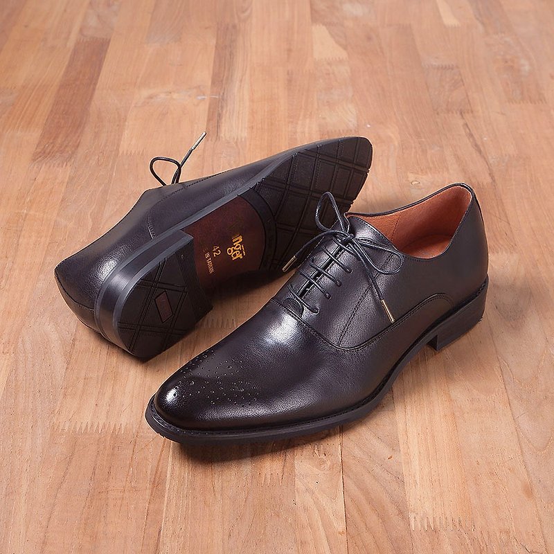 Vanger simple Yashi carved oxford shoes Va235 black - รองเท้าอ็อกฟอร์ดผู้ชาย - หนังแท้ สีดำ