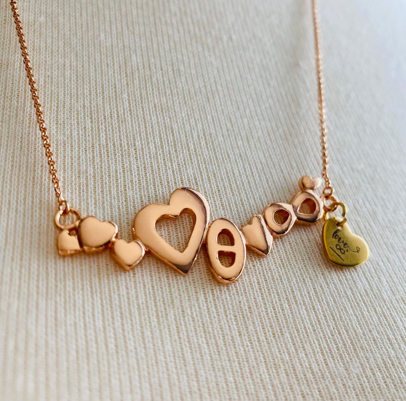 Love in Theta necklace-S925 silver rose gold plated, S925 silver - สร้อยคอ - เงิน ขาว