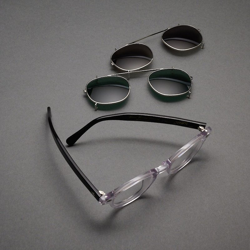 Vatic Vintage Optical John Crystal / Black 三用外掛式墨鏡 - 眼鏡/眼鏡框 - 其他材質 透明