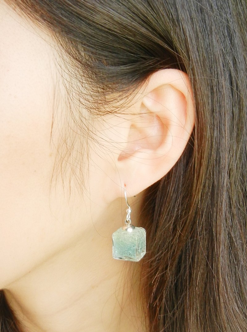 *Coucoubird*gradient ice blue earrings - Square - Earrings & Clip-ons - Glass Blue
