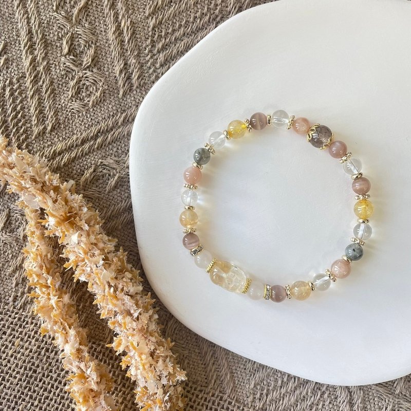 財氣自來黃水晶貔貅彈性手鍊 - 手鍊/手環 - 水晶 