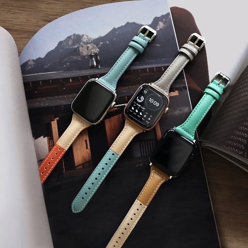 INJOY mall Apple Watch series1 2 3 4 5 6 7拼接 皮革錶帶 Apple Watch錶帶