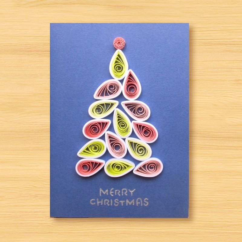 手作りロール紙カード_クリスマスツリーN ...クリスマスカード、クリスマス - カード・はがき - 紙 ブルー