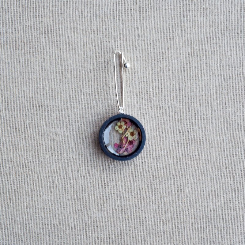 Long section plum earrings - silver ebony -925 - solitary - unique - Earrings & Clip-ons - Wood 
