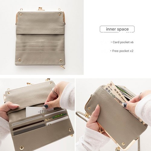 がま口 お財布ショルダー 【 本革 Nuance プレート 名入れ 】 財布