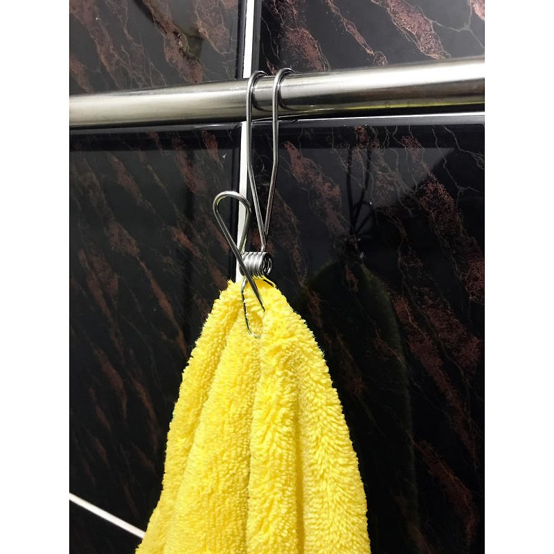 Taiwan-made 304 Stainless Steel hook clip one-piece non-loose constant clip universal clip vegetable and melon cloth rack - ตะขอที่แขวน - สแตนเลส สีเงิน
