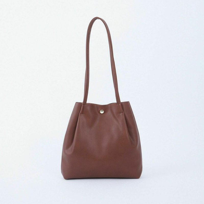 Legato Largo - 155g Lightweight Shoulder Tote Bag LG-E1241 Brown - กระเป๋าแมสเซนเจอร์ - หนังเทียม สีนำ้ตาล