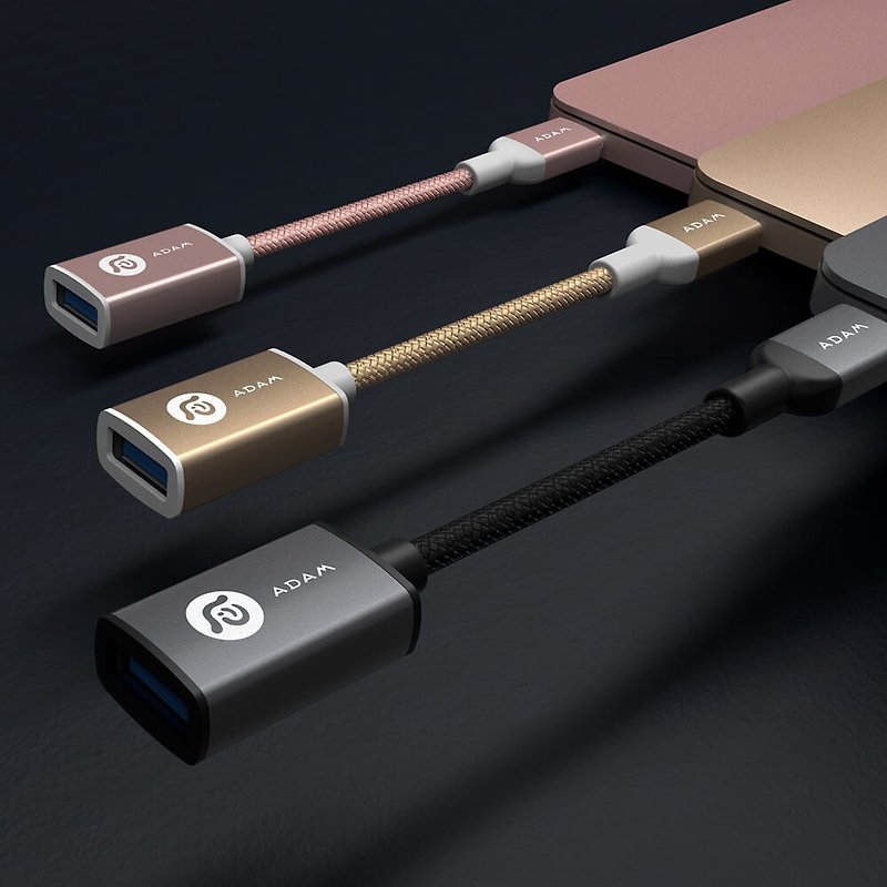 F13 USB-C male to USB3.1 female transmission line rose gold - Chargers & Cables - Other Metals Pink