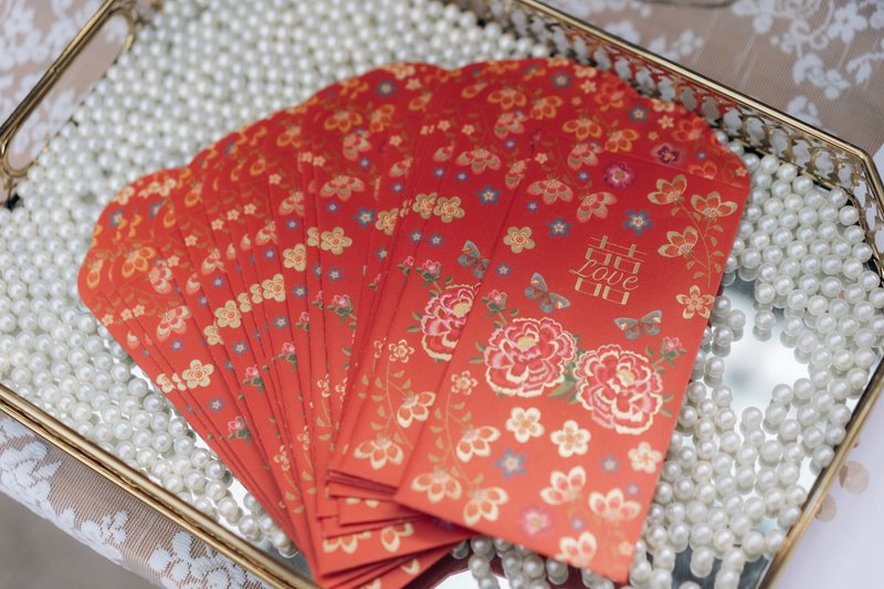 仿牡丹刺繡結婚利是封- 囍字 / 婚宴 / 紅包 / Doublelucky /10入 - 紅包袋/春聯 - 紙 多色