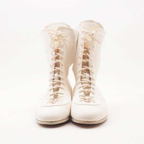 crazy_lite_enrich race up long boots (white)/カンガルー革ほか/革靴/b01103