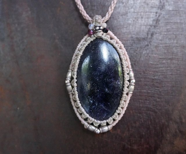 星屑の夜空 アイオライトサンストーン マクラメネックレス2013