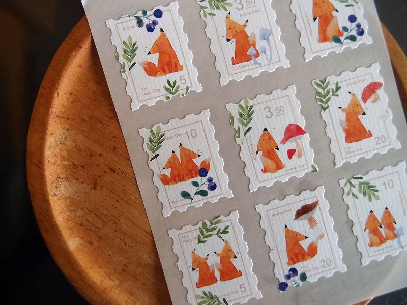 Pastoral Fox | Imitation Stamp Sticker - Stickers - Paper Multicolor