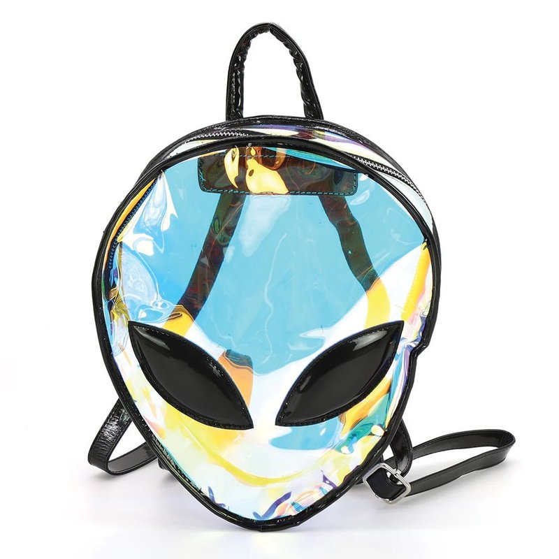 IRIDESCENT ALIEN HEAD BACKPACK - กระเป๋าเป้สะพายหลัง - พลาสติก สีใส