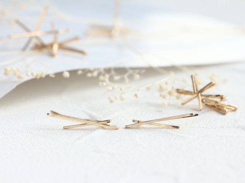 A.N 14kgf-2way(pierced earrings/clip-on) W bar line