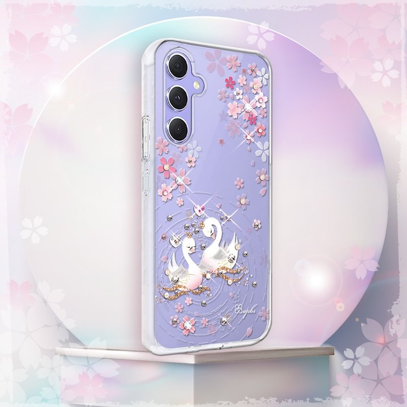 Samsung Galaxy A55/A54/A53/A35 thin and light military-standard anti-fall color diamond phone case-Swan Lake - เคส/ซองมือถือ - วัสดุอื่นๆ หลากหลายสี