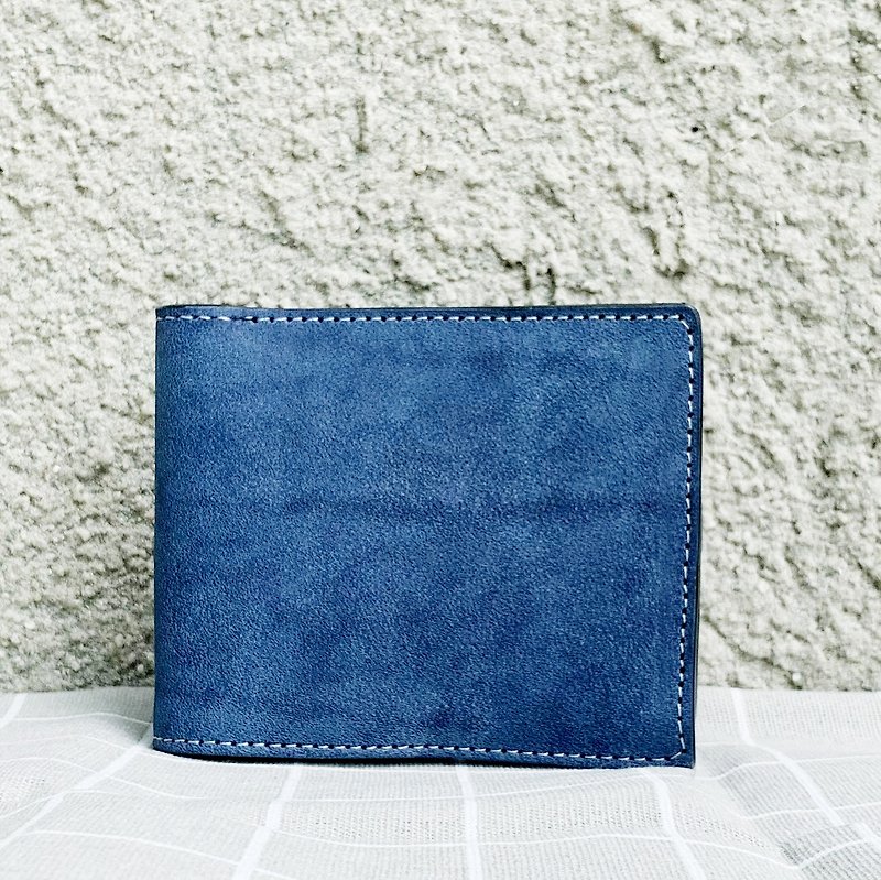[Customized Gift] Page-turning clip-Quiet blue free lettering Valentine's Day - Wallets - Genuine Leather Blue