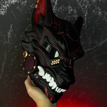 ブラウン ホワイトのサイバーパンク狐面、スマートRGBライト付き、未来