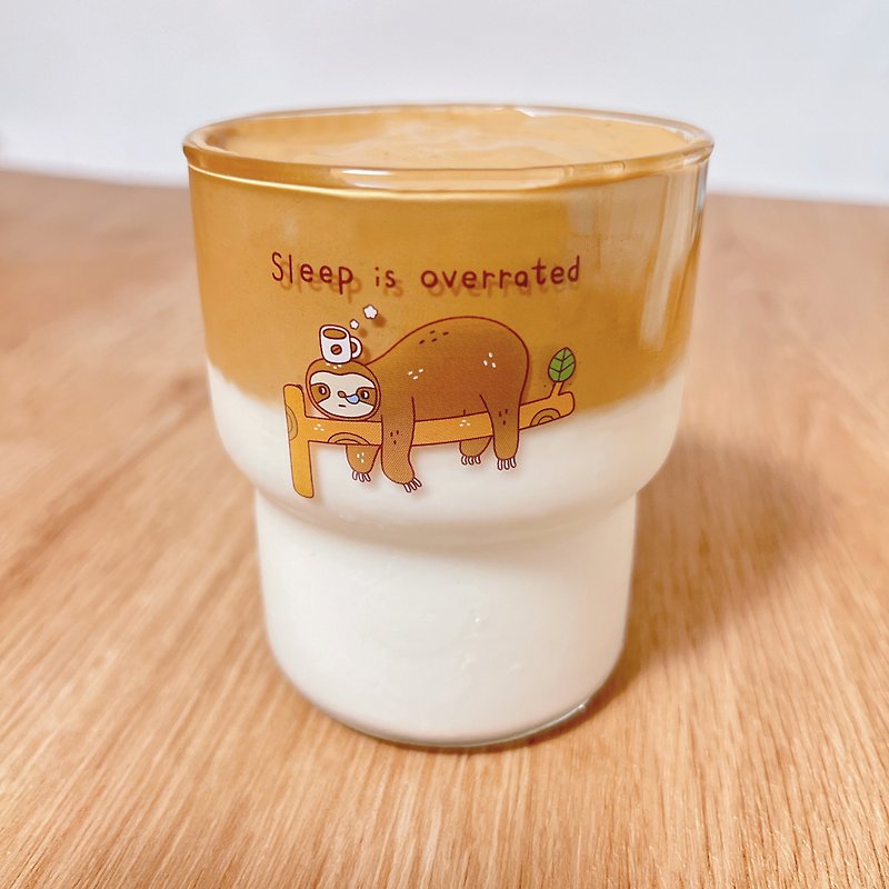 Sloth Sleep is overrated Glass Milk Cup - Cups - Glass Transparent