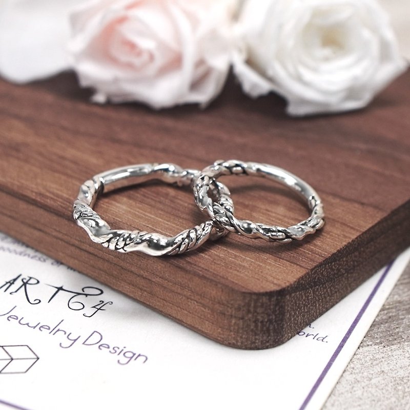 Love Companion Ring Couple Style 925 Sterling Silver Ring Lover's Ring Set Couple's Ring - แหวนคู่ - เงินแท้ สีเงิน
