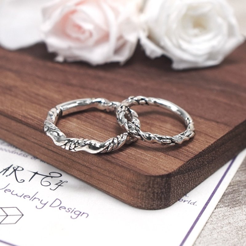 Love Companion Ring Couple Style 925 Sterling Silver Ring Lover's Ring Set Couple's Ring - แหวนคู่ - เงินแท้ สีเงิน