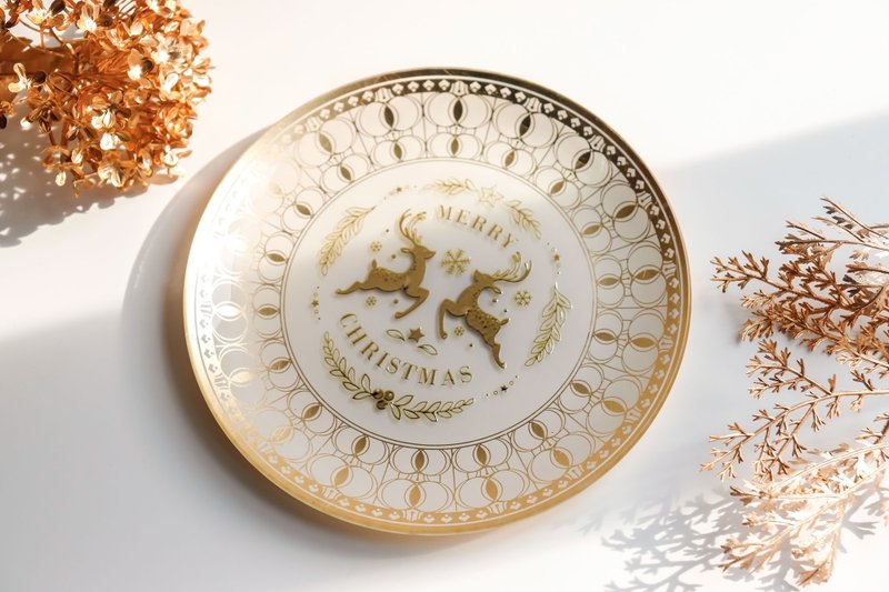 【Christmas Blessing Plate】∣ Exchange gifts without conflicting items - Plates & Trays - Glass Orange