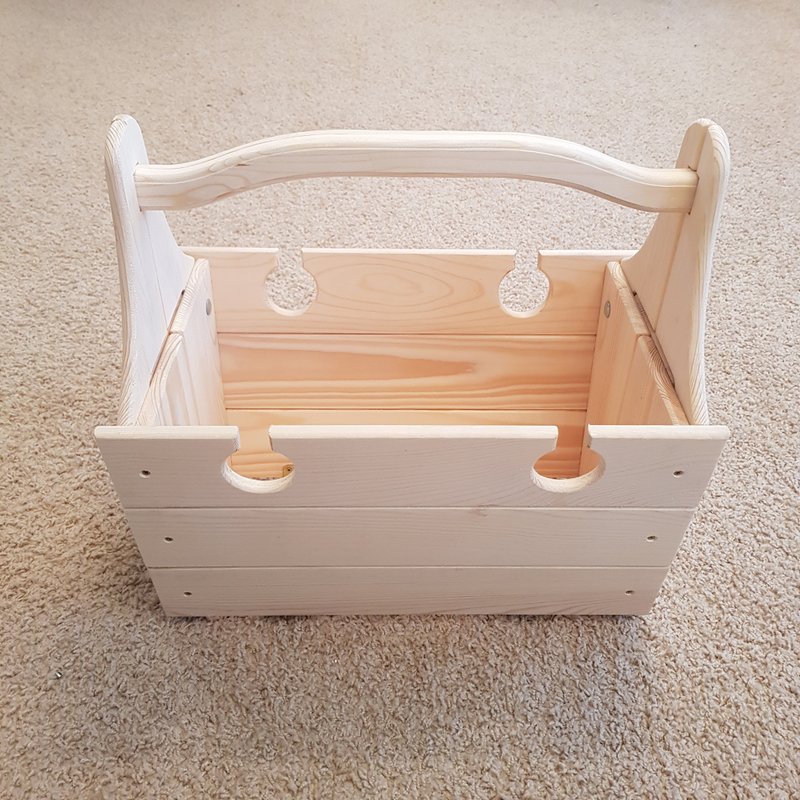 Folding Solid Pine Picnic Basket Camping 2 in 1 Wine Table Ash Color Coated - Camping Gear - Wood Multicolor