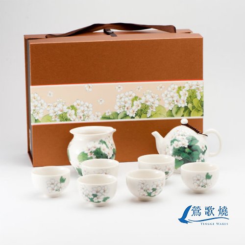 鶯歌陶瓷博物館 油桐花八件茶具組-20079-0000012