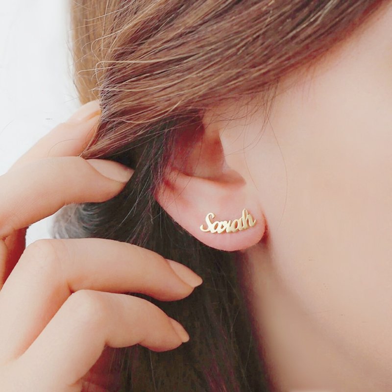 Customize Name/Pattern earrings (Asymmetrical earrings available) - ต่างหู - โลหะ สีเงิน