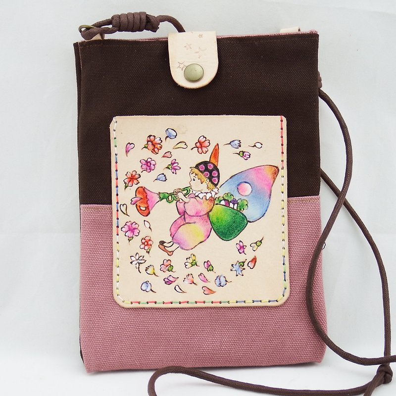 Leather Wine Bag Side Backpack Angel 1 - Messenger Bags & Sling Bags - Genuine Leather Pink