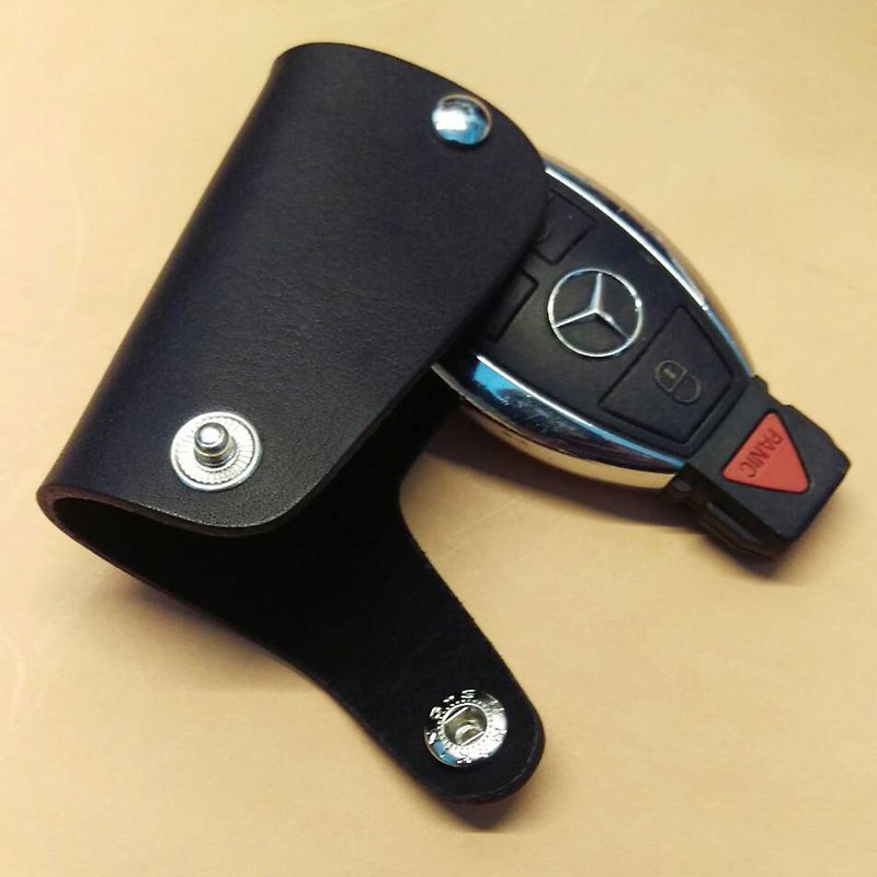 Brush car models black vegetable tannery hand sewing car keys - ที่ห้อยกุญแจ - หนังแท้ สีดำ