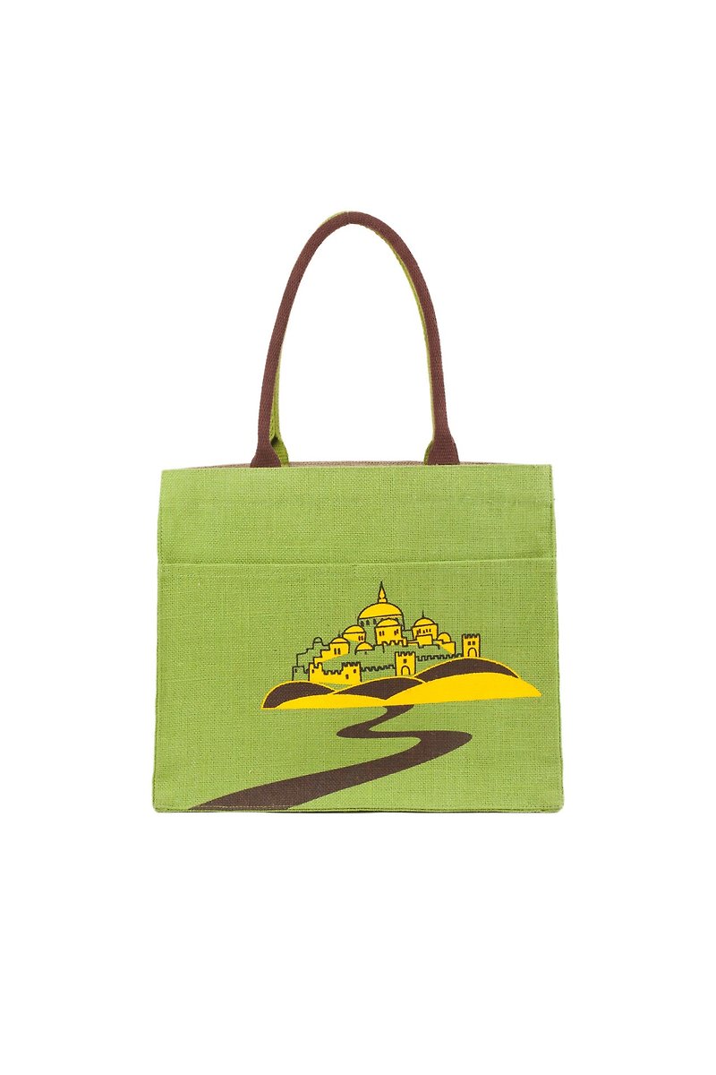 Oasis in desert stylish jute bag - Messenger Bags & Sling Bags - Cotton & Hemp Green