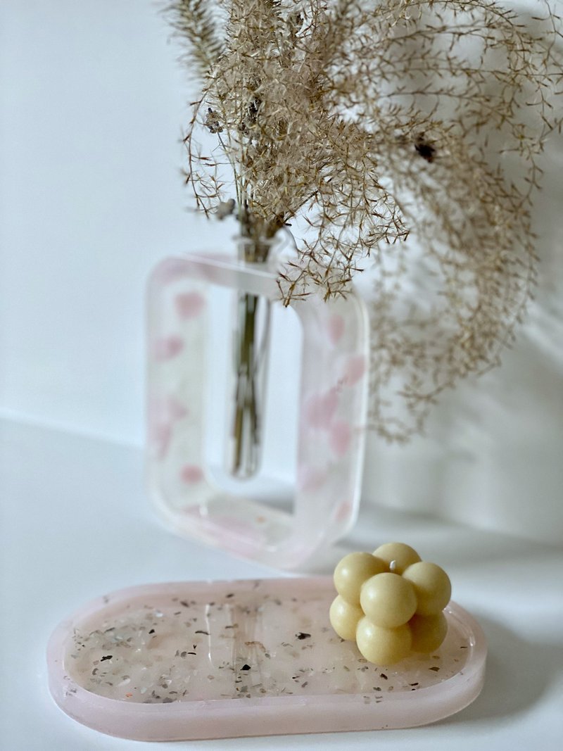 Oval trinket dish tray, engagement ring dish, wedding ring dish, soap saver dish - 衛浴用品/浴室收納 - 樹脂 粉紅色