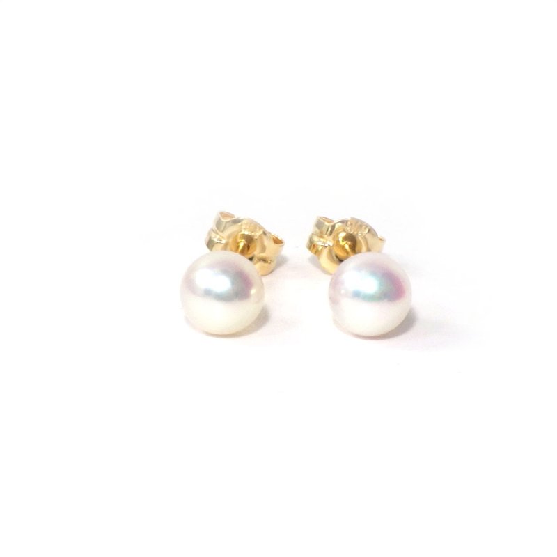 Akoya pearl stud earrings Baby pearl  4.5-5.0mm 18KYG - ต่างหู - ไข่มุก 