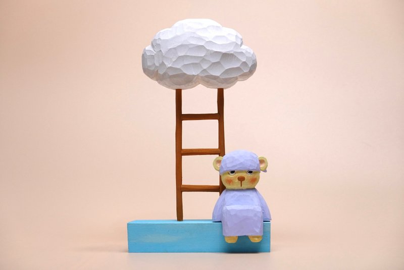 Bubu Bear in the cloudy dream - 公仔/玩偶 - 木頭 紫色