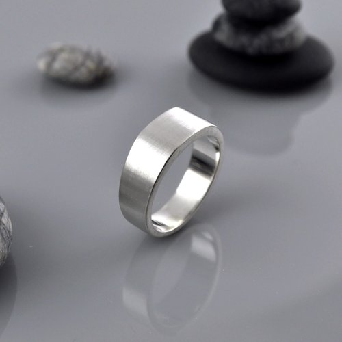 GreenRock Jewelry 緞面霧感薄印章戒指 925純銀 Men's jewelry
