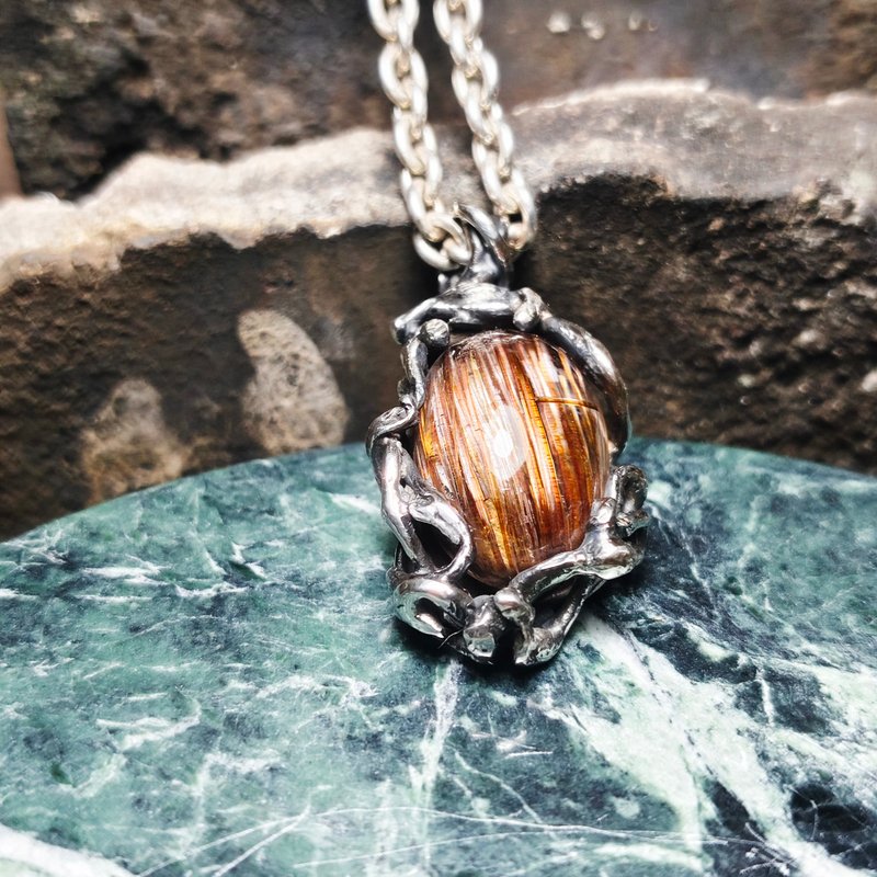 Rutilated Quartz condolence - สร้อยคอ - เครื่องเพชรพลอย สีแดง