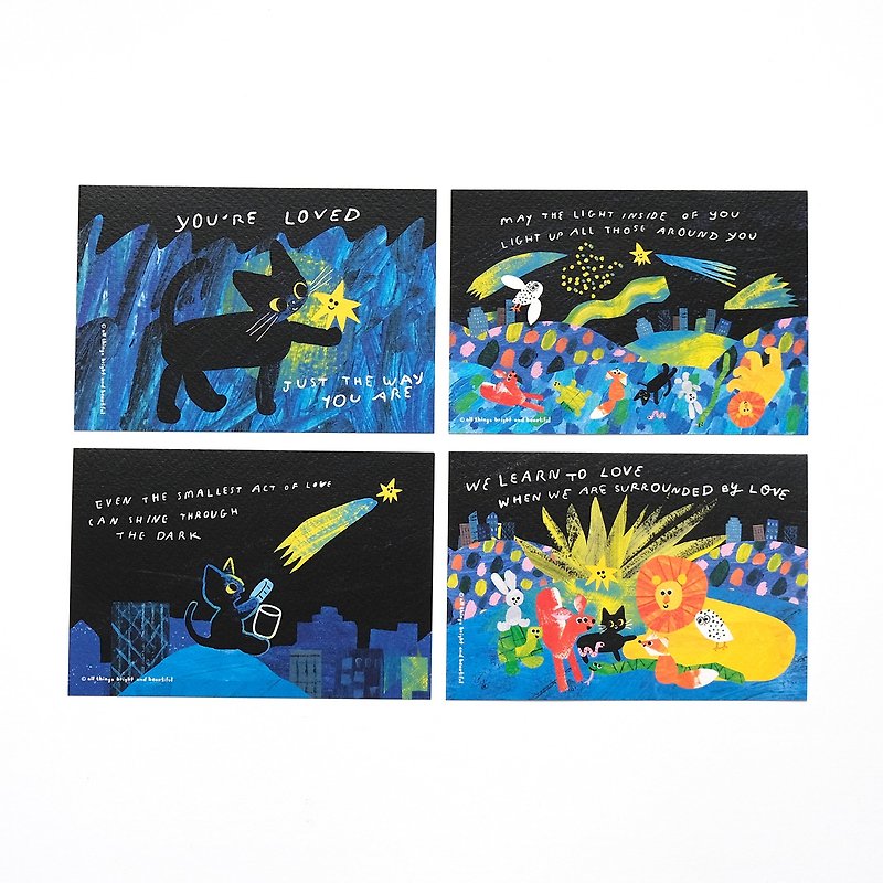 Black Cat Postcard Set - การ์ด/โปสการ์ด - กระดาษ สีดำ