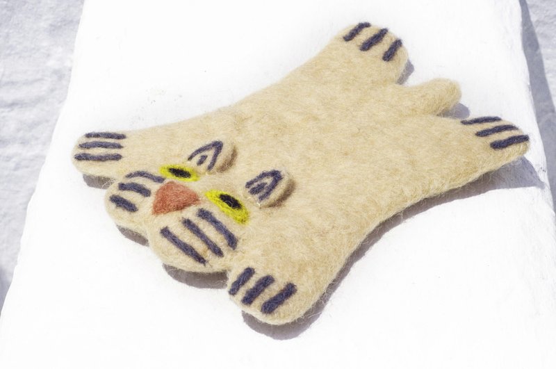 Christmas gift ethnic forest wool felt coaster animal coaster-cat absorbent coaster - ที่รองแก้ว - ขนแกะ สึชมพู