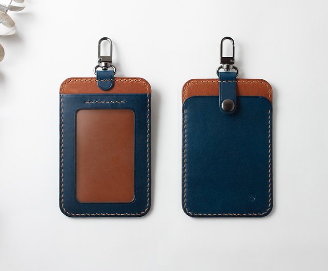 Handmade leather ID card holder, ID card holder with buckle